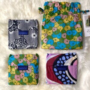 NWT Standard Baggu Set - Woodblock Mix (Woodblock Floral, Riverbed, Flowerbed)